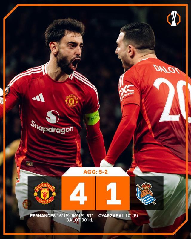 开云体育下载-【欧联杯】B费帽子戏法！曼联主场4-1十人皇家社会